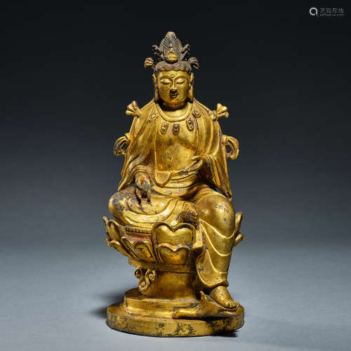 Chinese liao dynasty bronze gilt statue