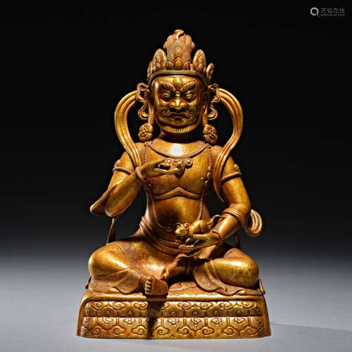 Pure golden statue of the God of wealth in Qing Dynasty