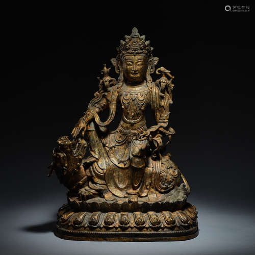 Chinese qing Dynasty bronze gilt statue