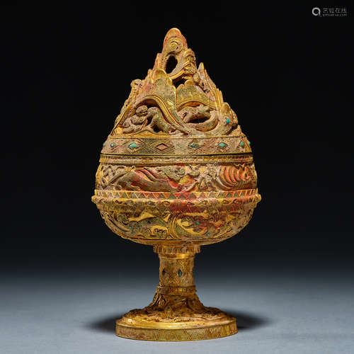 Chinese Han Dynasty pure gold incense burner