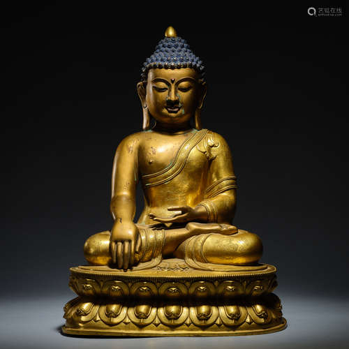 Chinese qing Dynasty bronze gilt statue