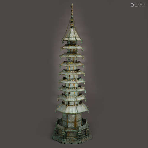 Hetian Jade Gilt Pagoda in Tang Dynasty of China