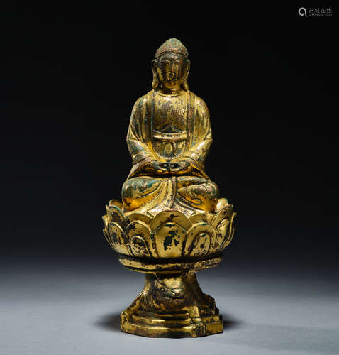 Chinese liao dynasty bronze gilt statue