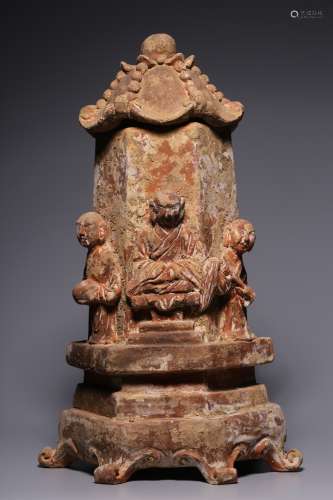Yuan Dynasty, pottery carved arhat map stupa