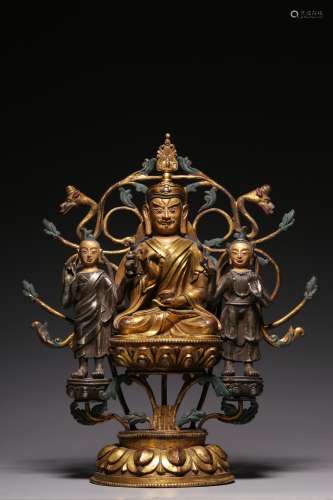 Qing Dynasty, bronze gillian division three even Buddha
