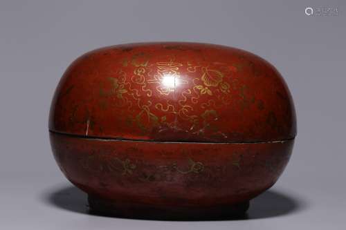 Qing Dynasty, red paint painted gold Wanfu double happiness ...