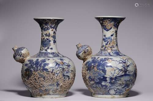 Qing Dynasty, blue and white Hailao porcelain character stor...