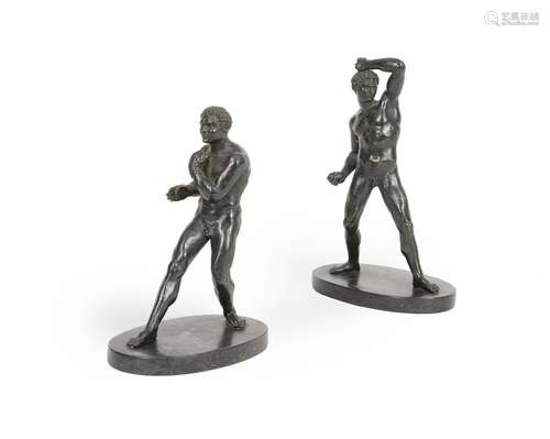 AFTER ANTONIO CANOVA, A PAIR OF BRONZE MODELS OF THE PUGILIS...