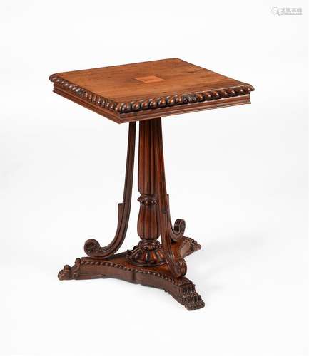 Y AN ANGLO-INDIAN CARVED ROSEWOOD PEDESTAL OCCASIONAL TABLE,...