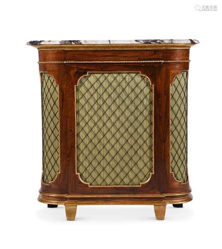 Y A ROSEWOOD AND PARCEL GILT SIDE CABINET, IN REGENCY STYLE,...