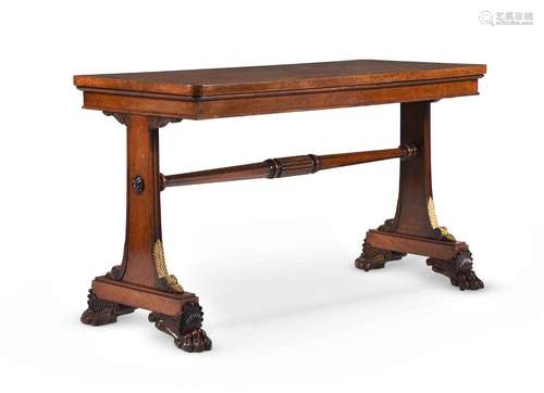 Y A REGENCY AMBOYNA AND ROSEWOOD BANDED LIBRARY TABLE, ATTRI...