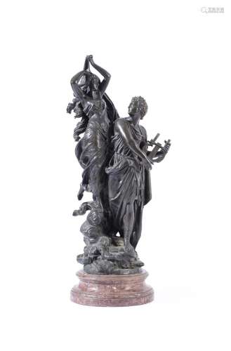 HUZEL (FRENCH, LATE 19TH CENTURY), A LARGE BRONZE GROUP 'ORP...