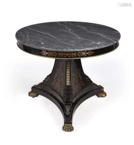 Y A LOUIS PHILIPPE EBONY AND BRASS MARQUETRY CENTRE TABLE, S...