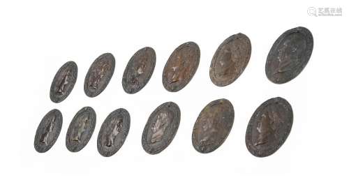 TWELVE BRONZED OVAL PLAQUES OF ROMAN EMPERORS, IN THE EARLY ...