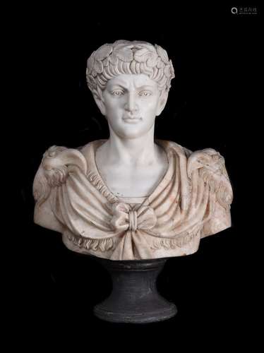 AFTER THE ANTIQUE, A CARVED MARBLE BUST OF A ROMAN EMPEROR, ...