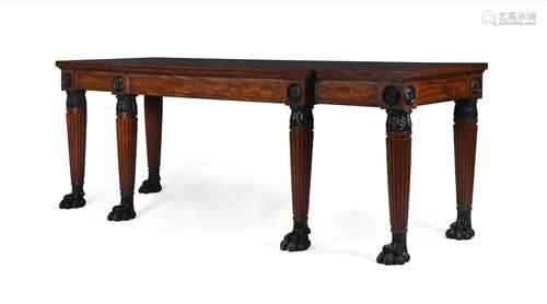 A REGENCY MAHOGANY AND EBONISED HALL OR SERVING TABLE, CIRCA...