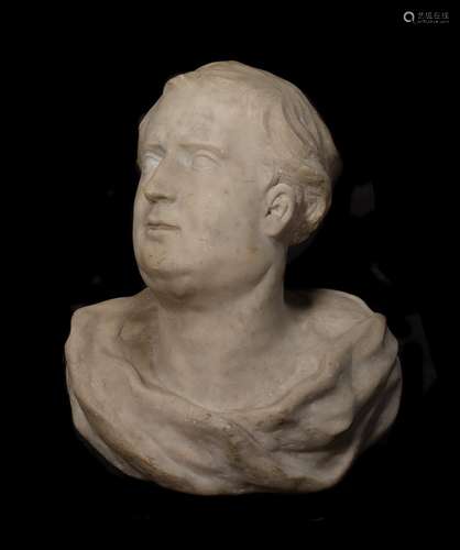 A GEORGE III CARVED MARBLE BUST OF A MAN, CIRCA 1780-1800