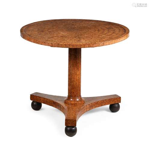 A CONTINENTAL FRUITWOOD OYSTER VENEERED CENTRE TABLE, NORTH ...