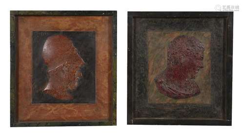 A SET OF EIGHT FRAMED PRESSED PAPER PANELS OF ROMAN PROFILES...