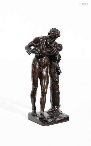 AFTER THE ANTIQUE, BRONZE FIGURE 'SILENUS WITH INFANT BACCHU...