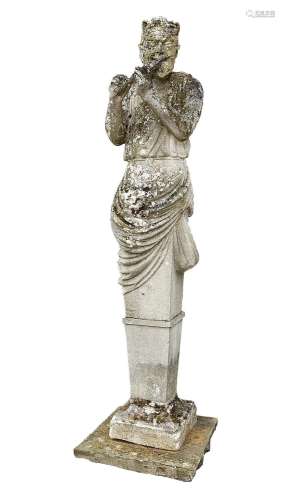 A CARVED PORTLAND STONE TERM STATUE OF PAN, LATE 19TH CENTUR...