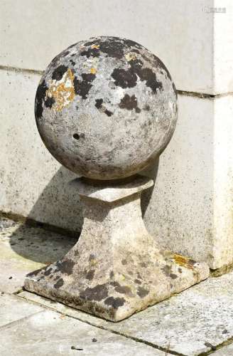 A PAIR OF PORTLAND STONE BALL FINIALS LATE, 18TH/EARLY 19TH ...