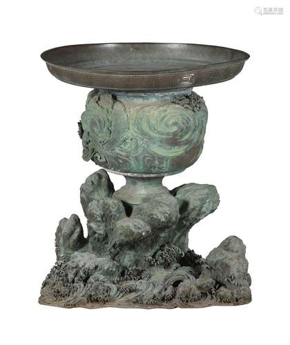 A JAPANESE BRONZE GARDEN FOUNTAIN MEIJI PERIOD, LATE 19TH CE...