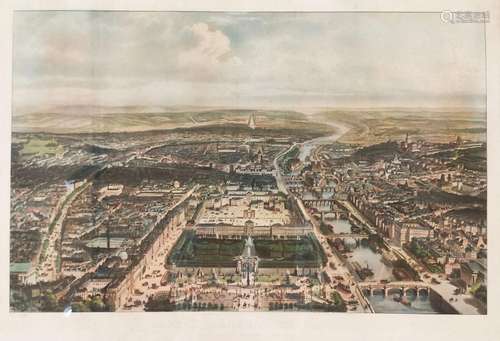 RARE VUE DE PARIS A VOL D'OISEAU - TESTARD J.A. - « Aspect g...