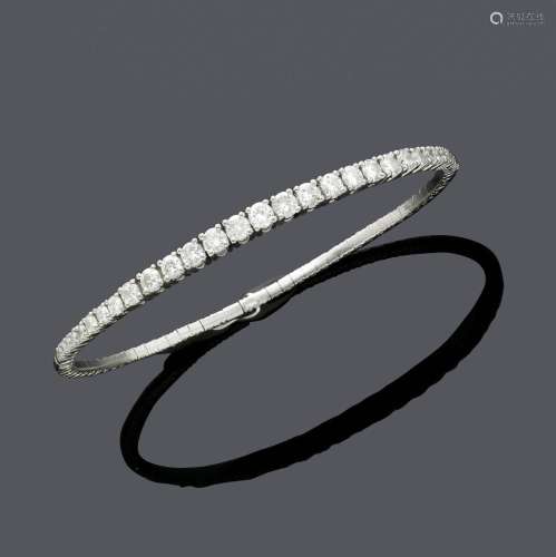 BRACELET DIAMANT, MERSMANN, vers 1990.Or blanc 750, 11g.Brac...