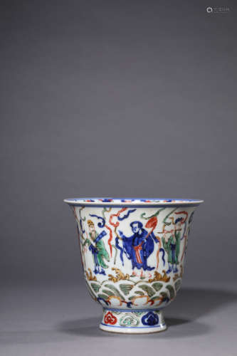 Wucai Glaze Eight Immortals Story Cup