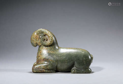 Spinach-Green Jade Figure of Ram