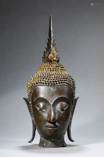 Gilt-Bronze Head of Buddha