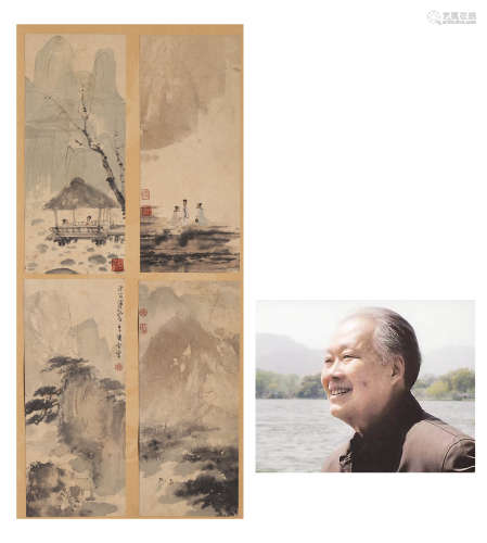 Chinese Landscape and Figure Painting on Paper, Fu Baoshi Ma...