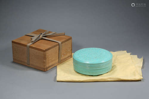 Turquoise Glaze Circular Box and Cover