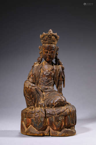 Carved Wood Figure of Guanyin