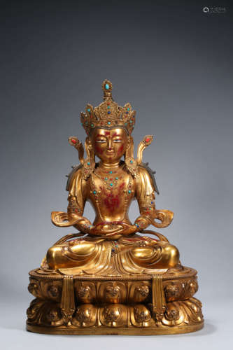 Gilt-Bronze Figure of Amitayus