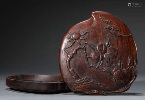 Carved Wood Fortune&Longevity Box and Cover