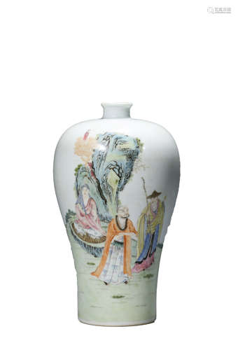 Famille Rose Figure Story Meiping Vase