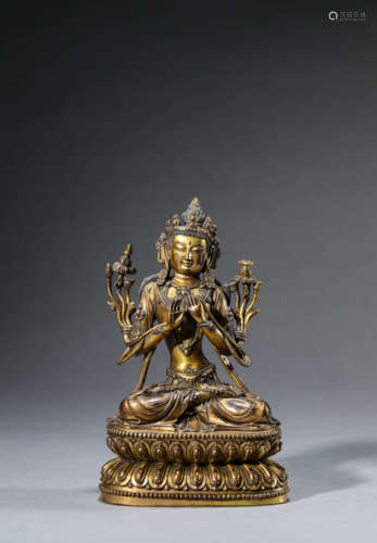 Gilt-Bronze Figure of Manjushri