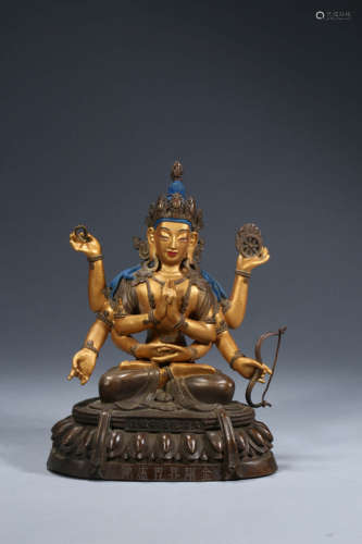 Gilt-Lacquer Bronze Figure of Deity