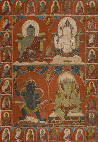 Thangka Panel of Four Buddhas