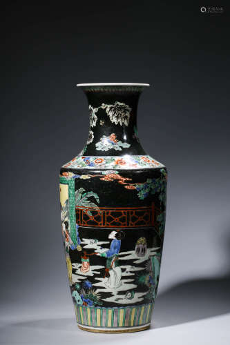 Wucai Glaze Figure Story Bottle Vase