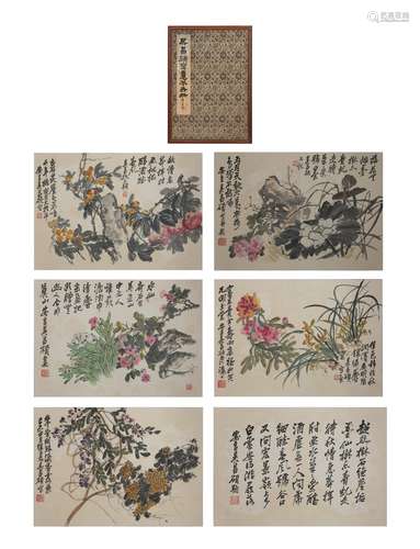 Chinese Flower Painting Paper Album, Wu Changshuo Mark