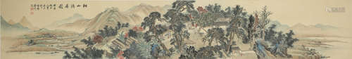 Chinese Landscape and Figure Painting on Silk, Pu Jin Mark