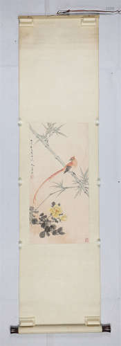 （1891-？） 沈一斋 寿眉 设色纸本 立轴