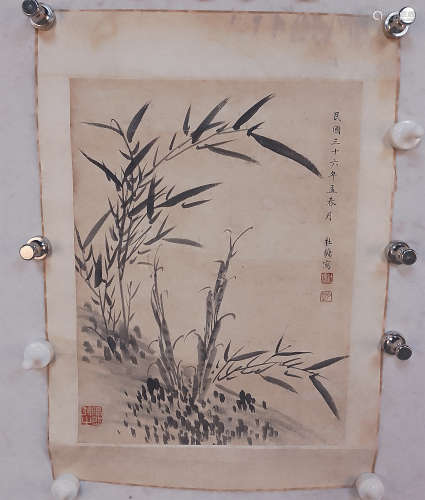 （1888-1951） 杜镛 竹石图 水墨纸本 镜片