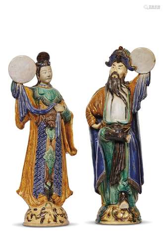 COPPIA DI SCULTURE, CINA, DINASTIA QING, SEC. XIX