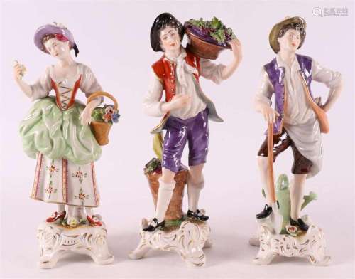 Three polychrome porcelain romantic figures, Germany, 2nd ha...