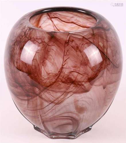 A brown clouded glass Art Deco vase, Bohemia, ca. 1920.