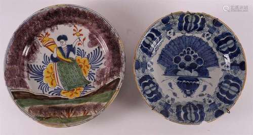 A Dutch Delft blue and white earthenware peacock dish, 18th ...